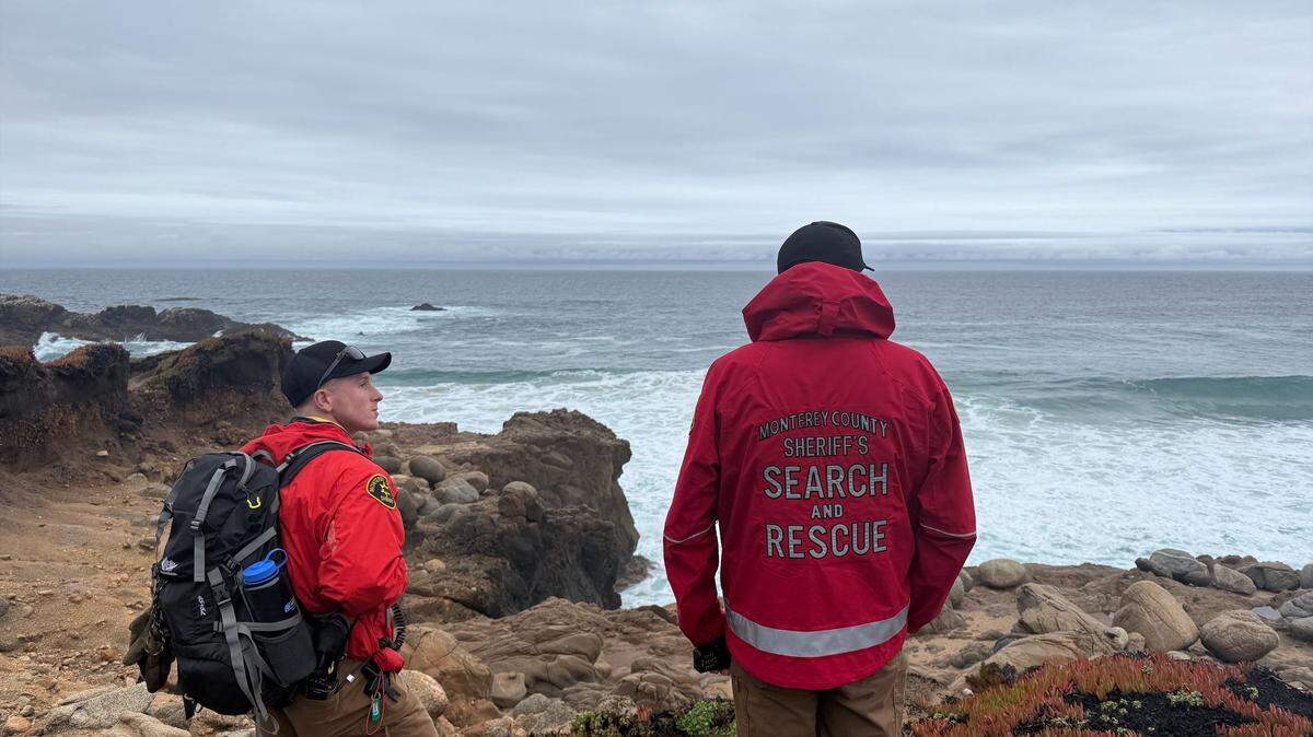 Officials search for a man swept into the ocean at Soberanes Point in Garrapata State Park on Saturday, Nov. 23, 2025.