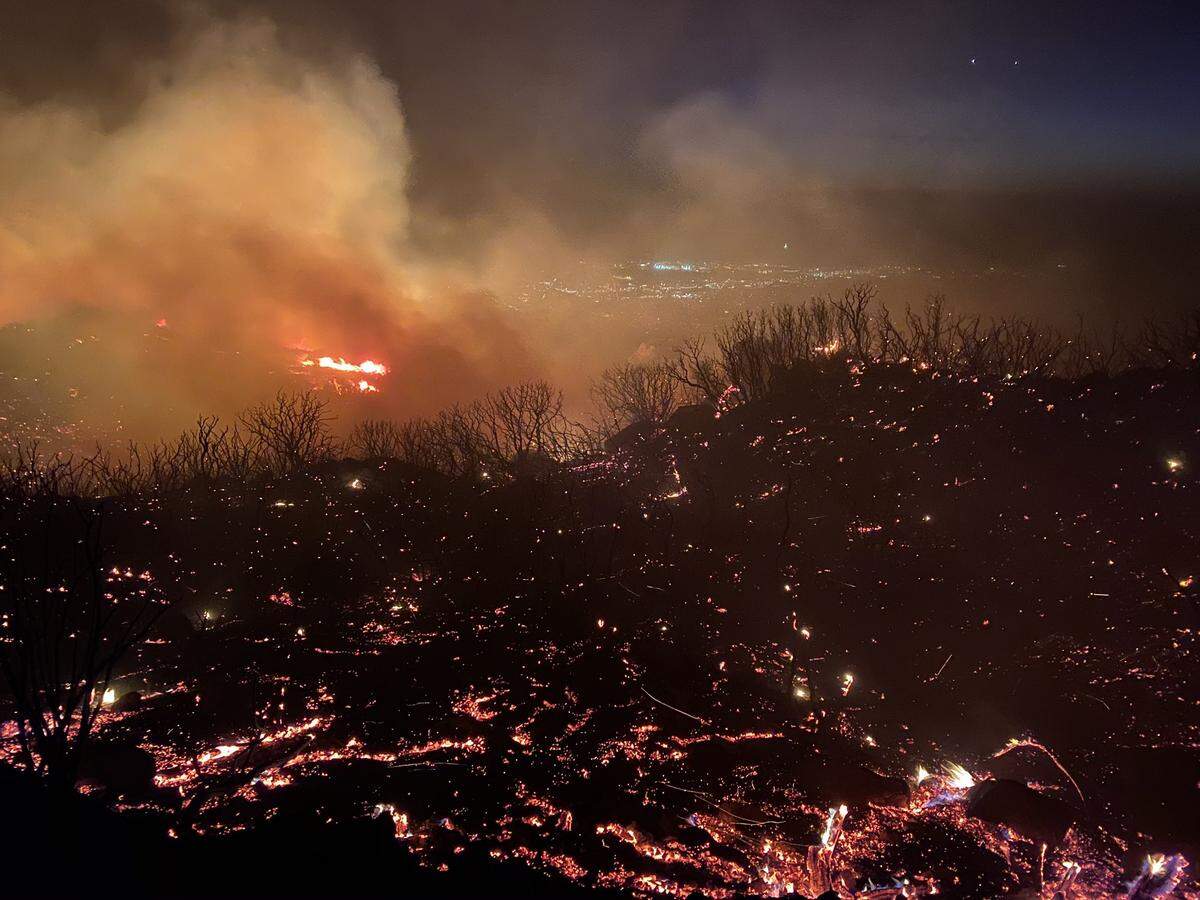Highway 154 is closed at Painted Cave and Camino Cielo due to a wildfire in the Santa Ynez Mountains above Santa Barbara, Caltrans says.