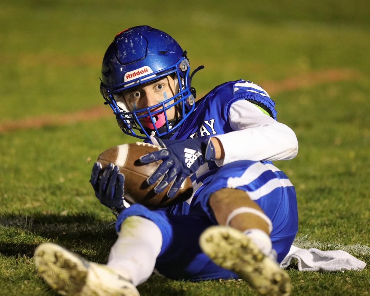 Ethan Lisman caught almost everything that came his way as Morro Bay defeated Loara High of Anaheim 35-27 in a state playoff game, Dec. 3, 2021.