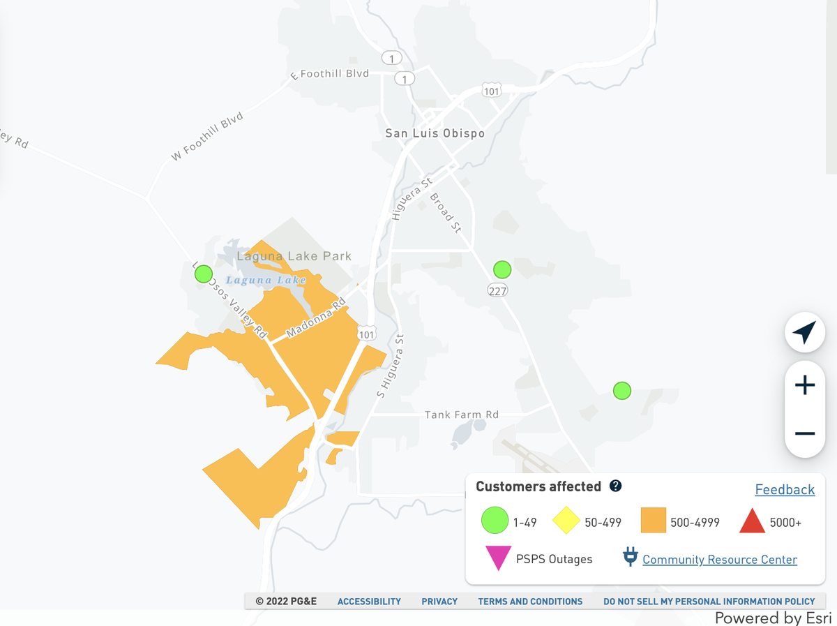 PG&E customers lost power in San Luis Obispo, Oceano and Templeton in SLO County, California, due to an unplanned electricity outage.