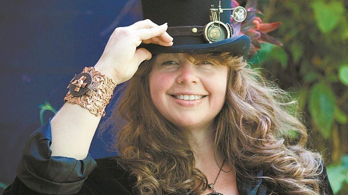 Artist Kimberlee Turner aka Dr. Brassy Steamington creates creates jewelry in the steampunk style, a cross between Victorian and science fiction.
