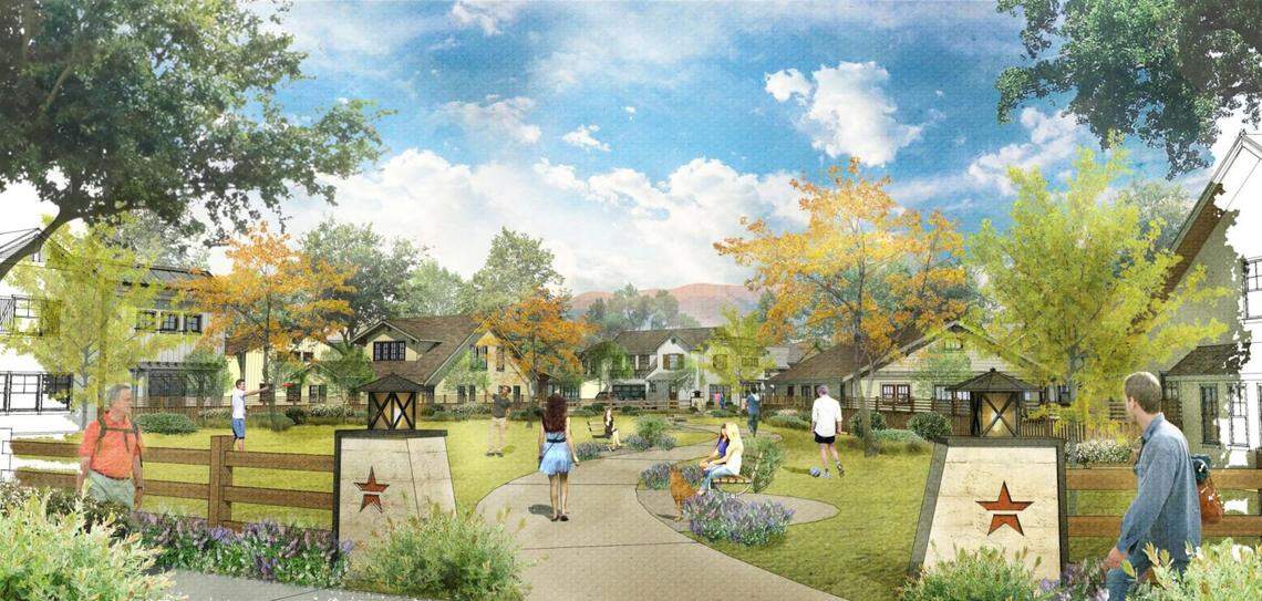 A rendering shows a park in the proposed Dana Reserve housing development Nipomo.