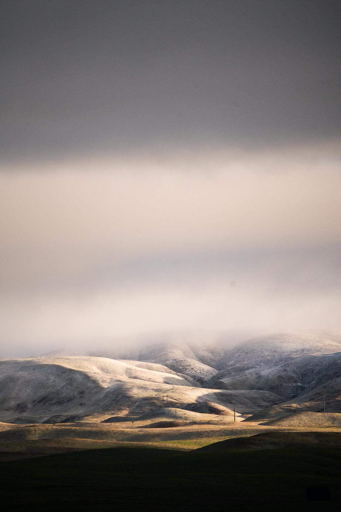 Snow dusts the Temblor Range east of California Valley on Feb. 17, 2026.