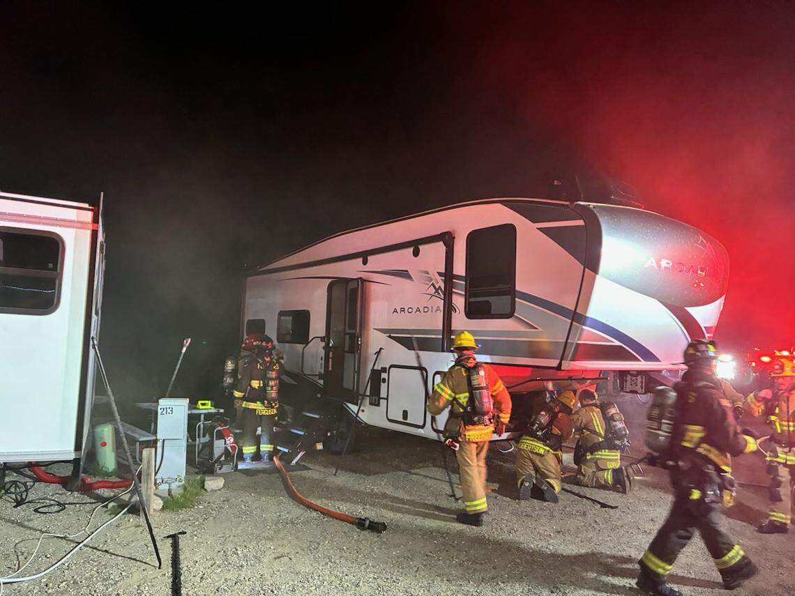 Firefighters responded to a fifth wheel on fire at an Oceano campground on March 4, 2026.