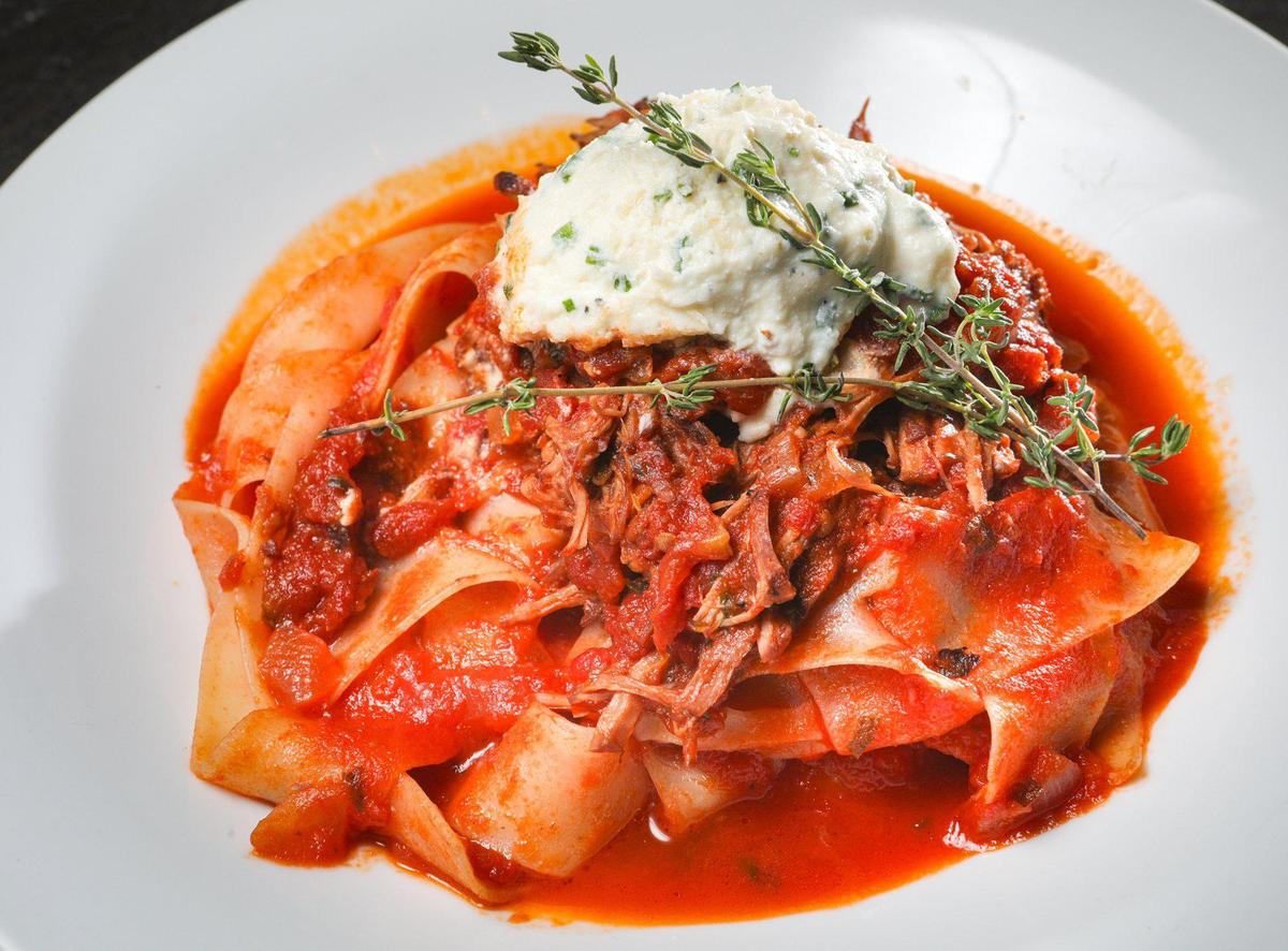 Cielo Ristorante’s Braised Bavette Pappardelle is topped with horseradish ricotta.