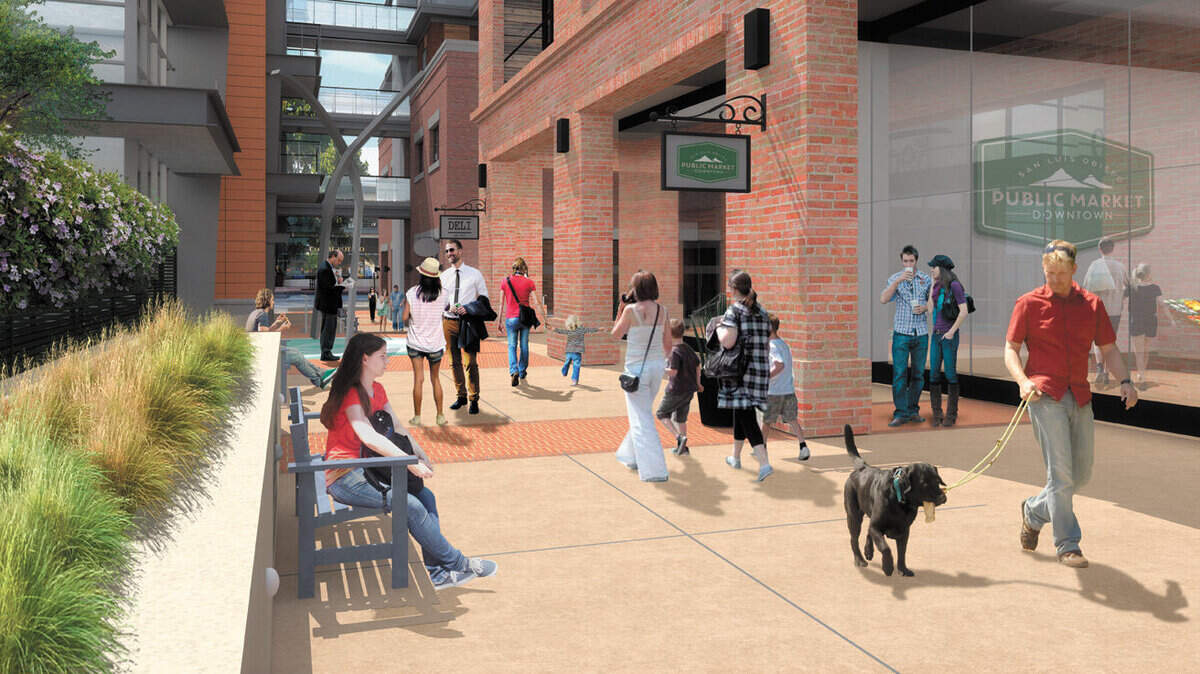 This rendering of San Luis Square looks toward Marsh Street.
