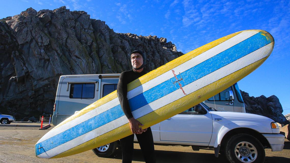 Mike Leahy of Los Osos was one of the surfers who returned to the water north of Morro Rock on Tuesday, Dec. 28, 2021, four days after a fatal shark attack on Christmas Eve.