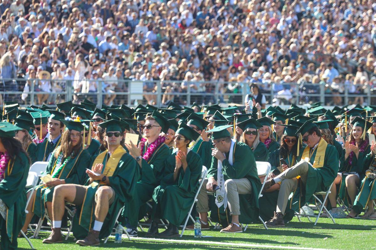 Hot weather contributed to a casual look to graduation. Cal Poly began a series of graduations with the College of Agriculture, Food and Environmental Sciences at Spanos Stadium June 11, 2022.