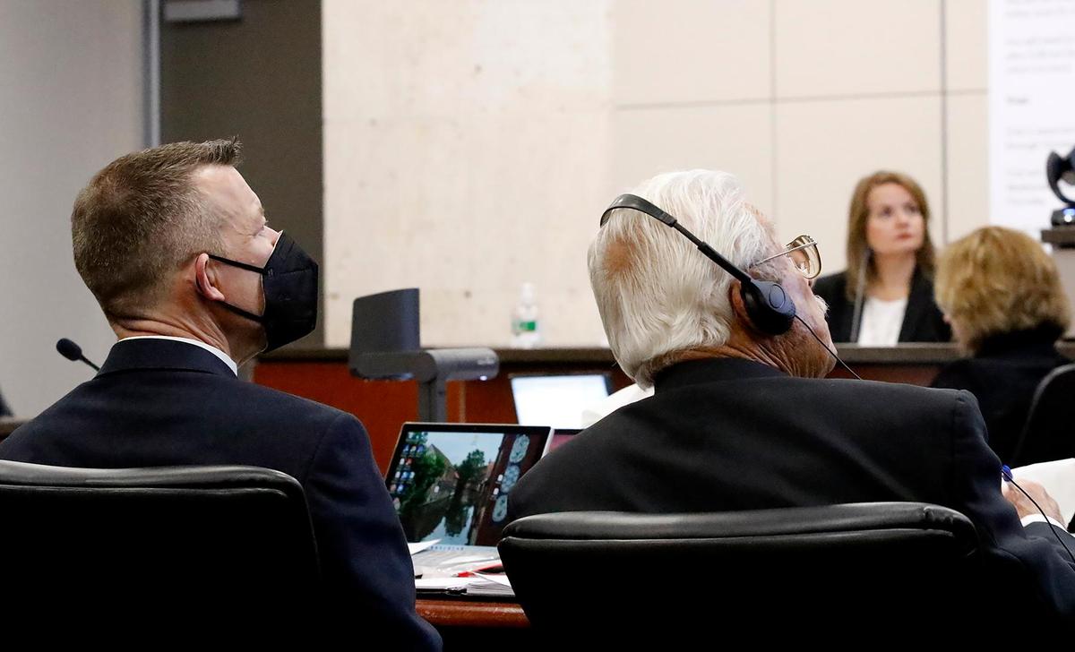 Paul Flores, left and Ruben Flores listen to testimony from DNA expert Angela Butler in Monterey County Superior Court in Salinas on Monday, Sept. 19, 2022, during the Kristin Smart murder trial.