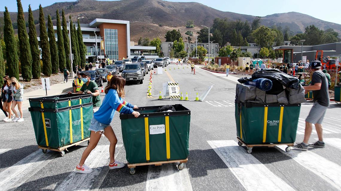 ‘Nervous, but excited.’ Cal Poly students move in for fall quarter amid COVID precautions