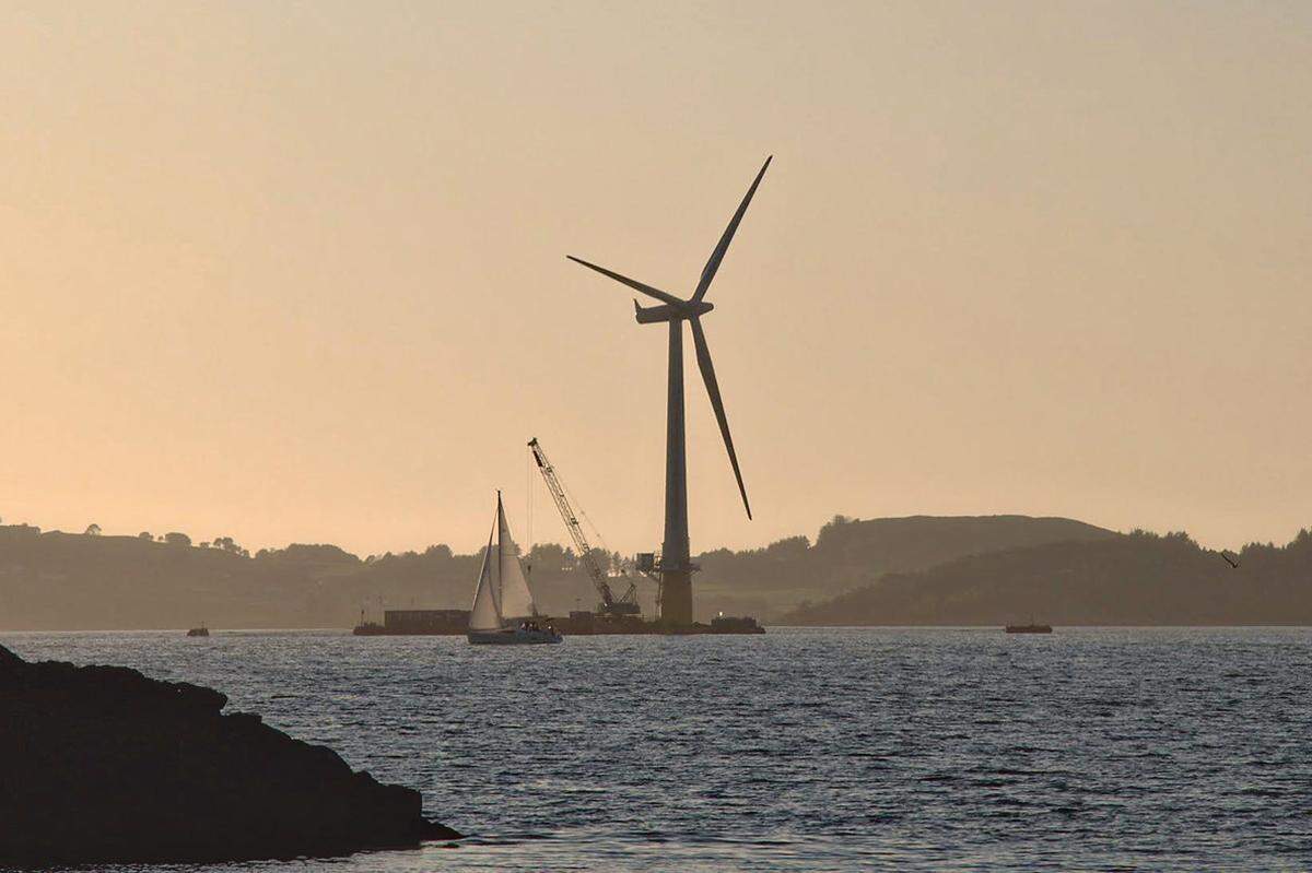 Floating offshore wind turbines have been in development since the mid-2000s. This turbine was installed in 2009 in Norway.