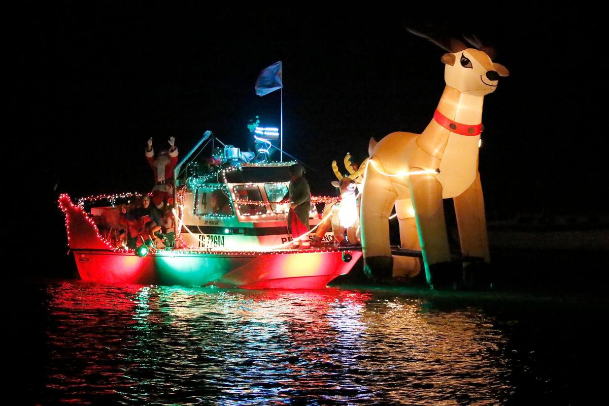 The fishing vessel “Persistence” owned by Nick Taron was all decked out for Lighted Boat Parade in Morro Bay Harbor, Saturday, Dec. 4, 2021.