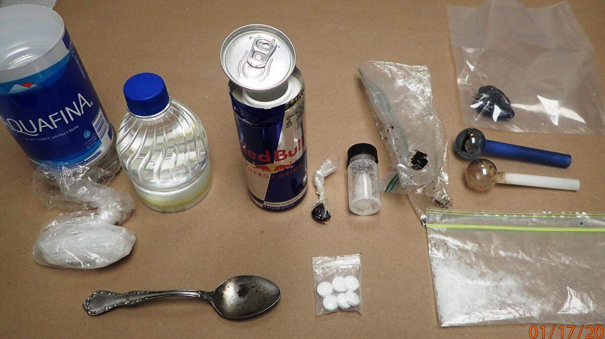 This photo shows drug paraphernalia seized Wednesday by the Atascadero Police Department following a search of two homes in Atascadero.
