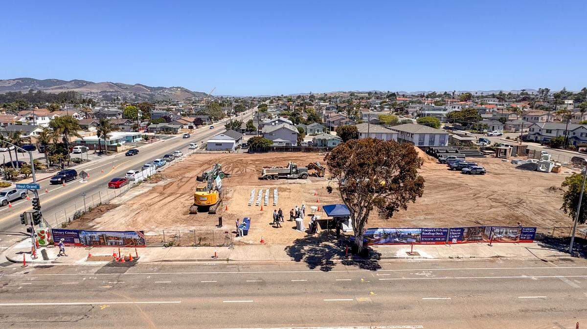 Developer Coastal Community Builders broke ground on “Encore,” a 59-unit mixed-use condo complex on West Grand Avenue Thursday, June 27, 2024.