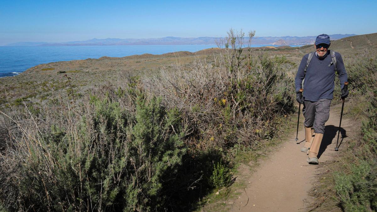 Los Osos resident Bob Kamm has hiked Valencia Peak 1,000 times. He’s seen here on the Montaña de Oro State Park trail on Jan. 23, 2025.