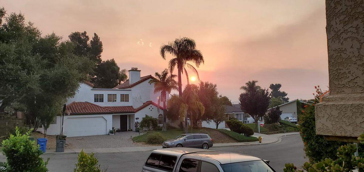 View in San Luis Obispo, looking northeast toward East Cuesta Ridge. Taken from Laguna Heights neighborhood off of Prefumo Canyon around 7 a.m. on Wednesday, Aug. 19, 2020.