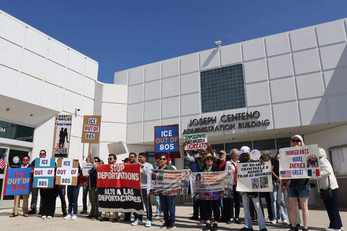 Central Coast immigrant advocacy organizations held a news conference in Santa Maria on June 12, 2025, after ICE arrested at least 40 undocumented farmworkers in Santa Barbara and Ventura Counties earlier that week. Many community members showed up in support of immigrant rights.