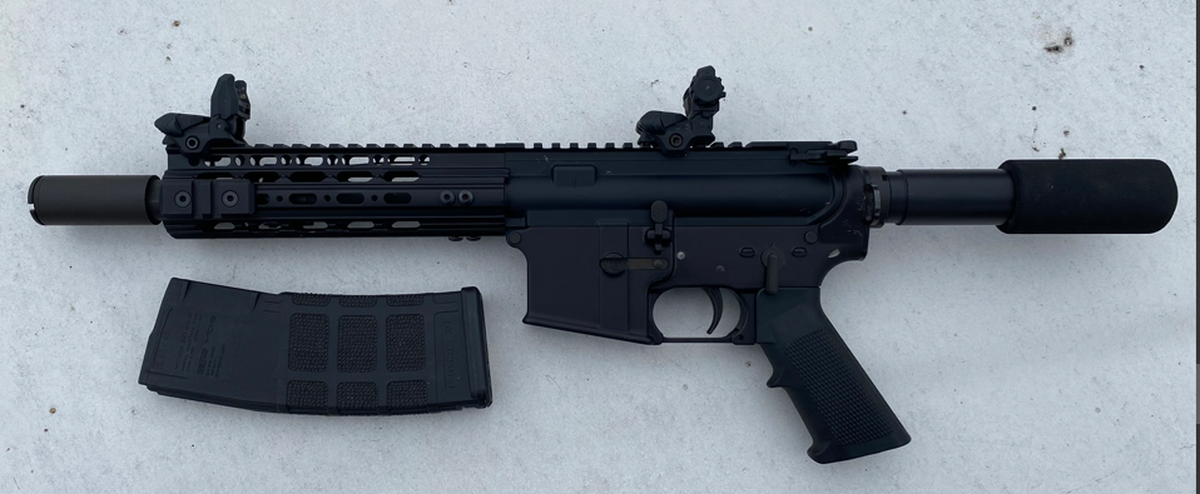 This non-serialized automatic assault rifle was seized from the vehicle of 25-year-old Ernest Samuel Chavez Jr. of San Luis Obispo, who was arrested on suspicion of weapons crimes and drunken driving, according to the San Luis Obispo Police Department.