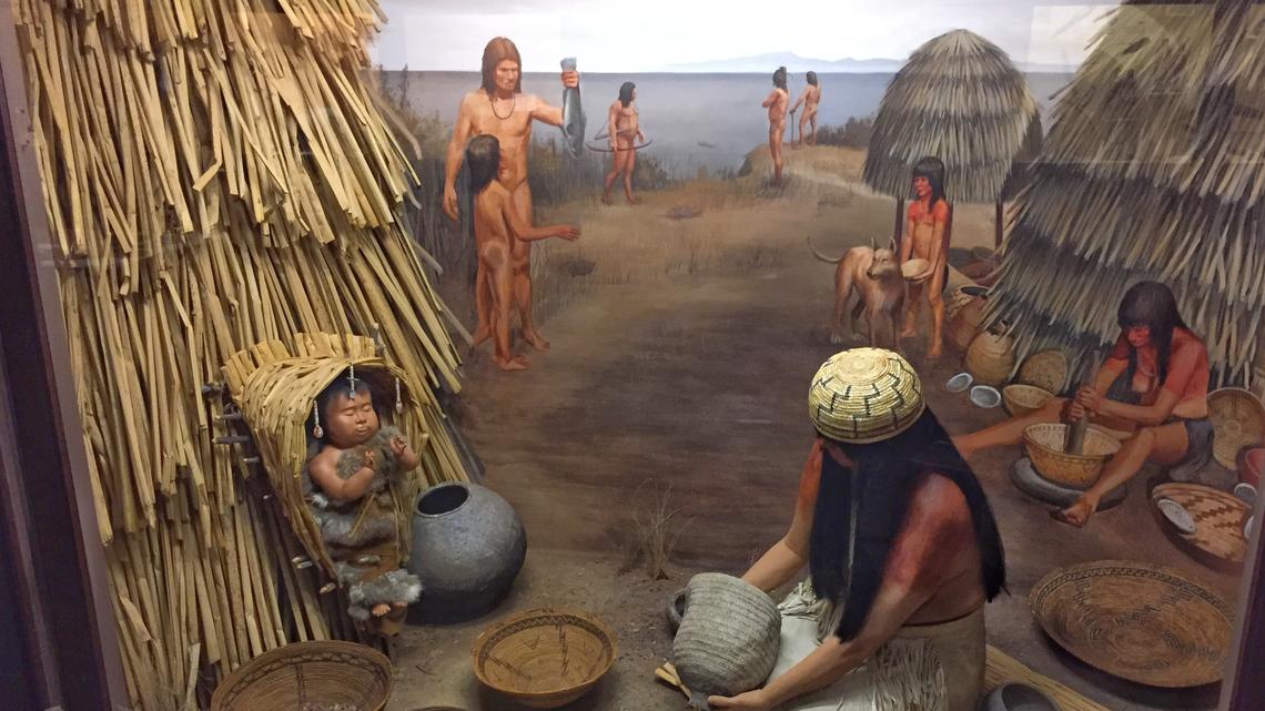 A display at the Santa Barbara Museum of Natural History depicts life in a Chumash Village.