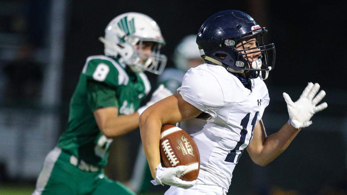Makai Puga runs for Arroyo Grande’s first touchdown in April. Templeton High School hosted Arroyo Grande in a battle of the Eagles football teams.
