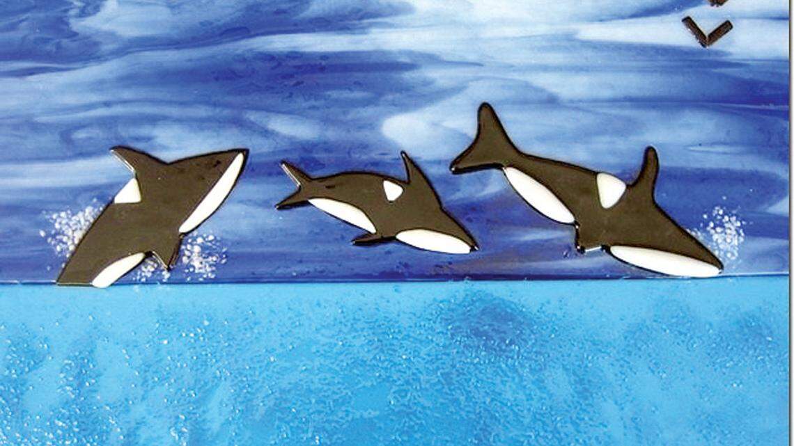 A sample of Cambria artist Jim Huchthausen's art, on display this month at the Cambria Library.