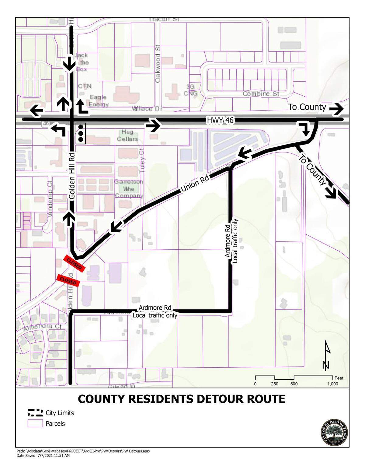 Motorists looking to access the intersection of Golden Hill Road and Union Road will need to take a detour as construction on the roundabout begins in August 2022.