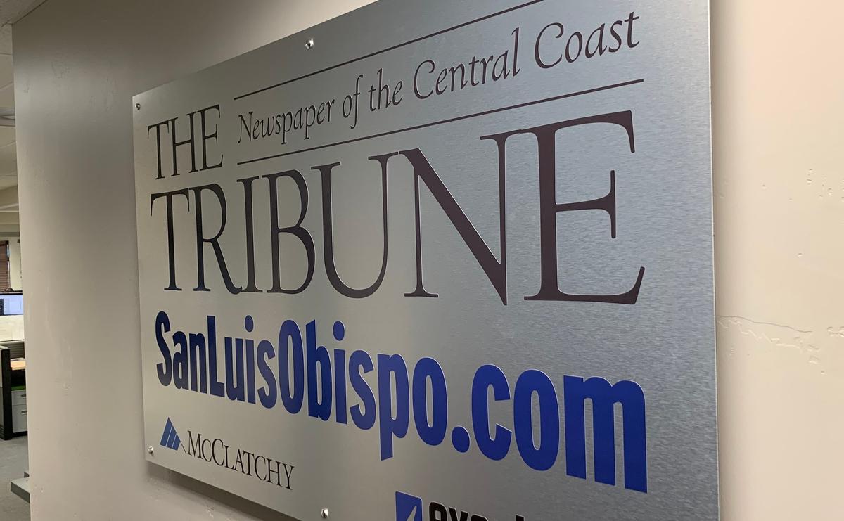 The Tribune sign in the former office on Tank Farm Road in San Luis Obispo.