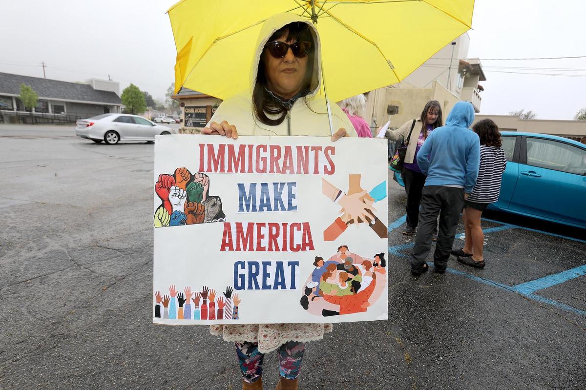 The Mixteco Indígena Community Organizing Project and other immigrant advocacy organizations led a march in Paso Robles to protest deportation and President Donald Trump’s immigration policies on Sunday, March 30, 2025.