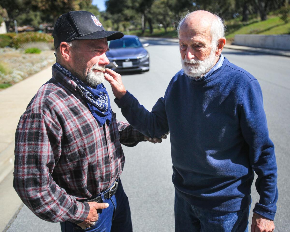 Billy Tosch, left, was grateful to Hugh Robinson for the donated RV. Tosch picked up the motor home Friday from Robinson’s home in Nipomo.