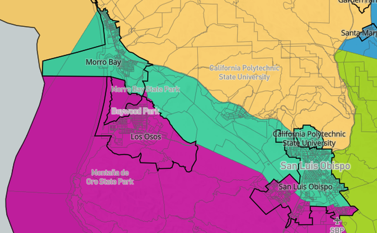 In the middle of SLO County, the Patten map creates a dog bone-shaped district with the incorporated cities of San Luis Obispo and Morro Bay at either end, leaving very few actual people who would need direct representation by that supervisor.