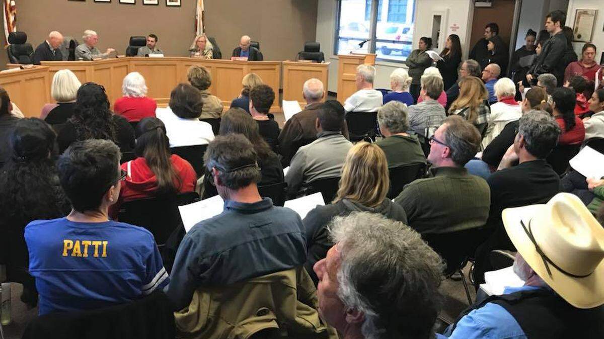 More than 100 people jammed into the board room at the Old Cambria Grammar School on Thursday, April 12. The majority were there to protest teacher reassignments.