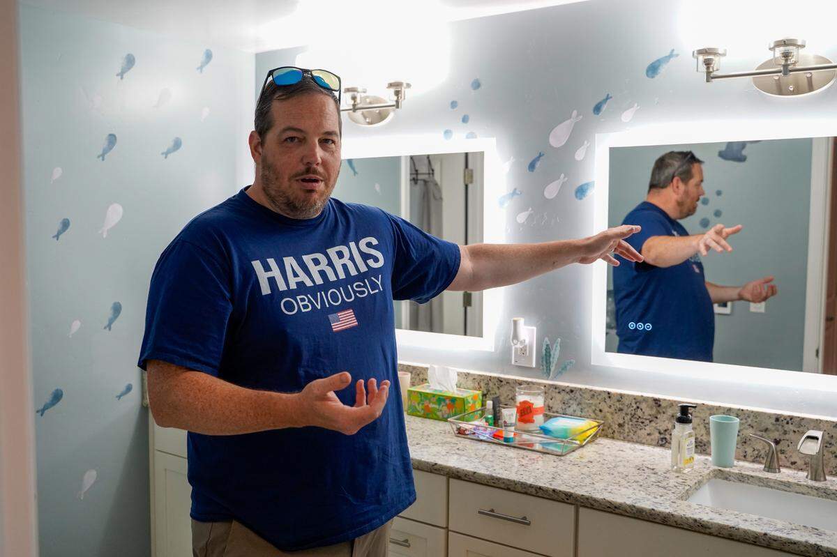 Attorney Scott Taylor’s Pismo Beach home is equipped with around 200 Alexa-controlled devices that respond to his voice commands, pictured Wednesday, Sept. 4, 2024. Taylor’s devices open and close window blinds, activate a fire pit, turn on lights and TVs and more.