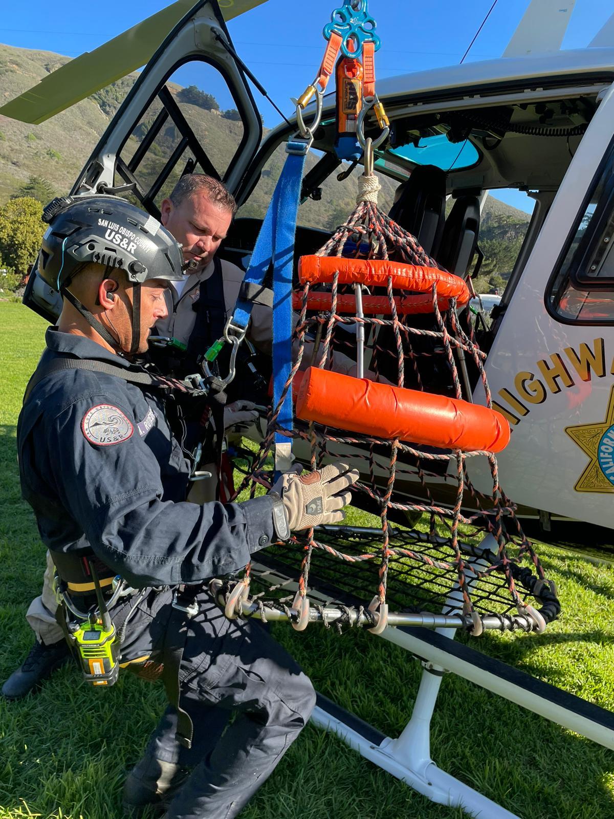 Cal Fire used a special safety basket known as a Billy Pugh basket to transport the frozen hiker to safety.