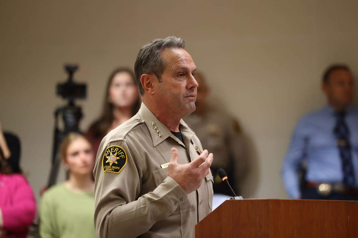 Sheriff Ian Parkinson speaks at a Truth Act forum at the San Luis Obispo County Board of Supervisors meeting Jan. 27, 2026. The forum was held to share information about the Sheriff’s Office’s level of involvement with federal immigration agencies.
