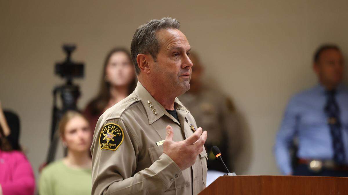 Sheriff Ian Parkinson speaks at a TRUTH Act forum at the San Luis Obispo County Board of Supervisors meeting Jan. 27, 2026. The forum was held to share information about the sheriff’s level of involvement with federal immigration agencies.