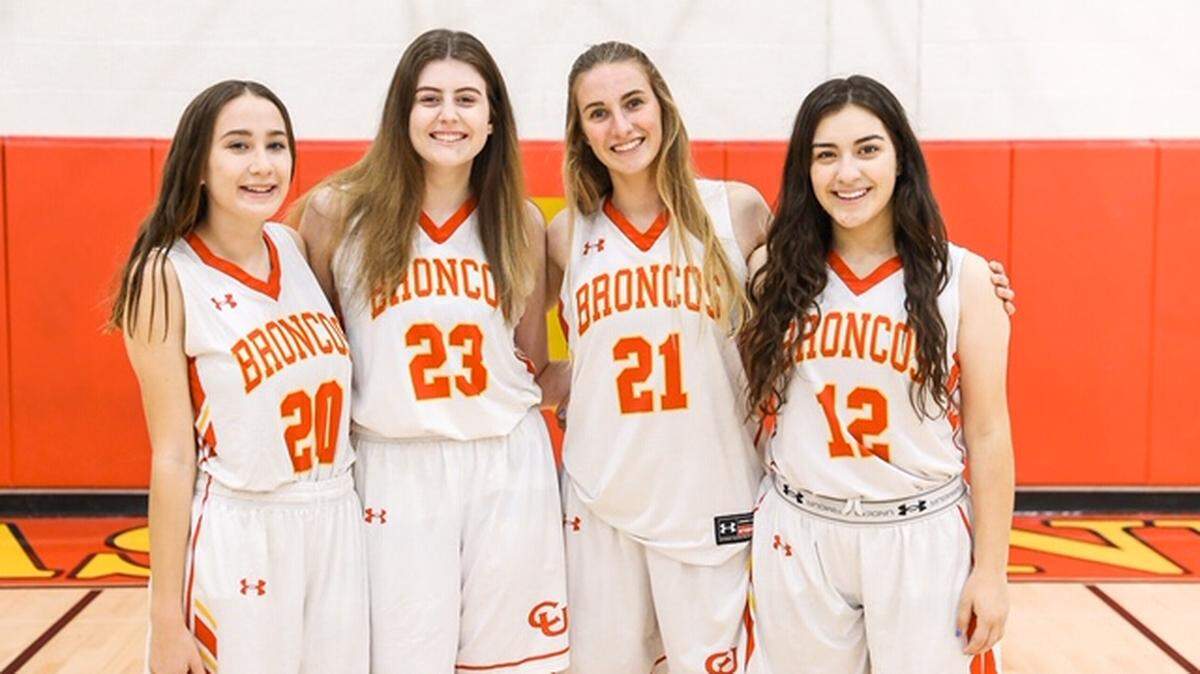 Senior members of the Coast Union High School girls basketball team, which finished 10-0 in Coast Valley League, include (from left) Bella Raethke, Kaylee Ferguson, Karis Lawson and Ailyn Casas.