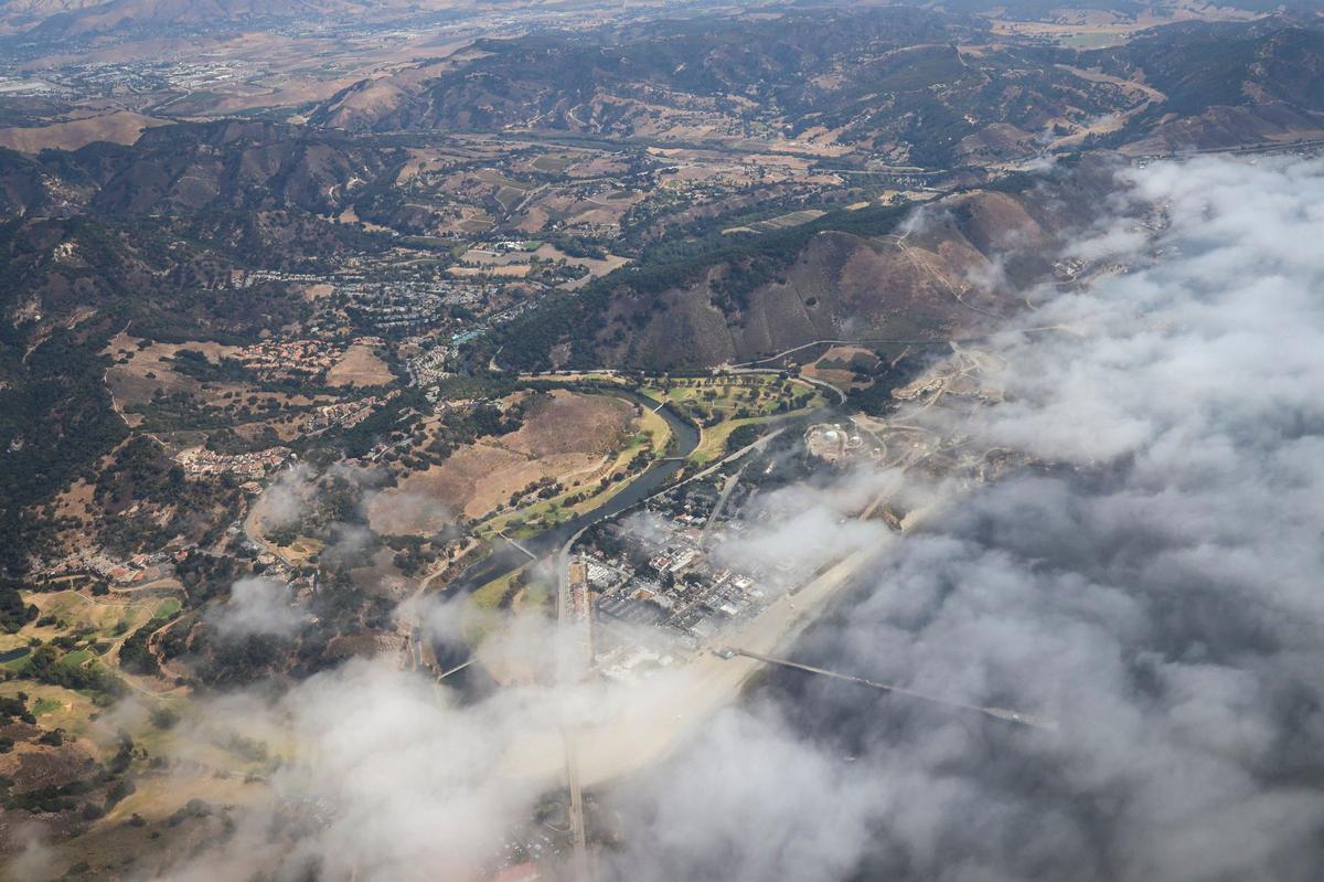 San Luis Creek winds into Avila Beach were it empties into the Pacific Ocean. The Northern Chumash Tribal Council organized an aerial tour of lands bordering the Chumash Heritage National Marine Sanctuary on Sept. 18, 2024. The flight was sponsored by EcoFlight, a nonprofit dedicated to appreciation of the environment.