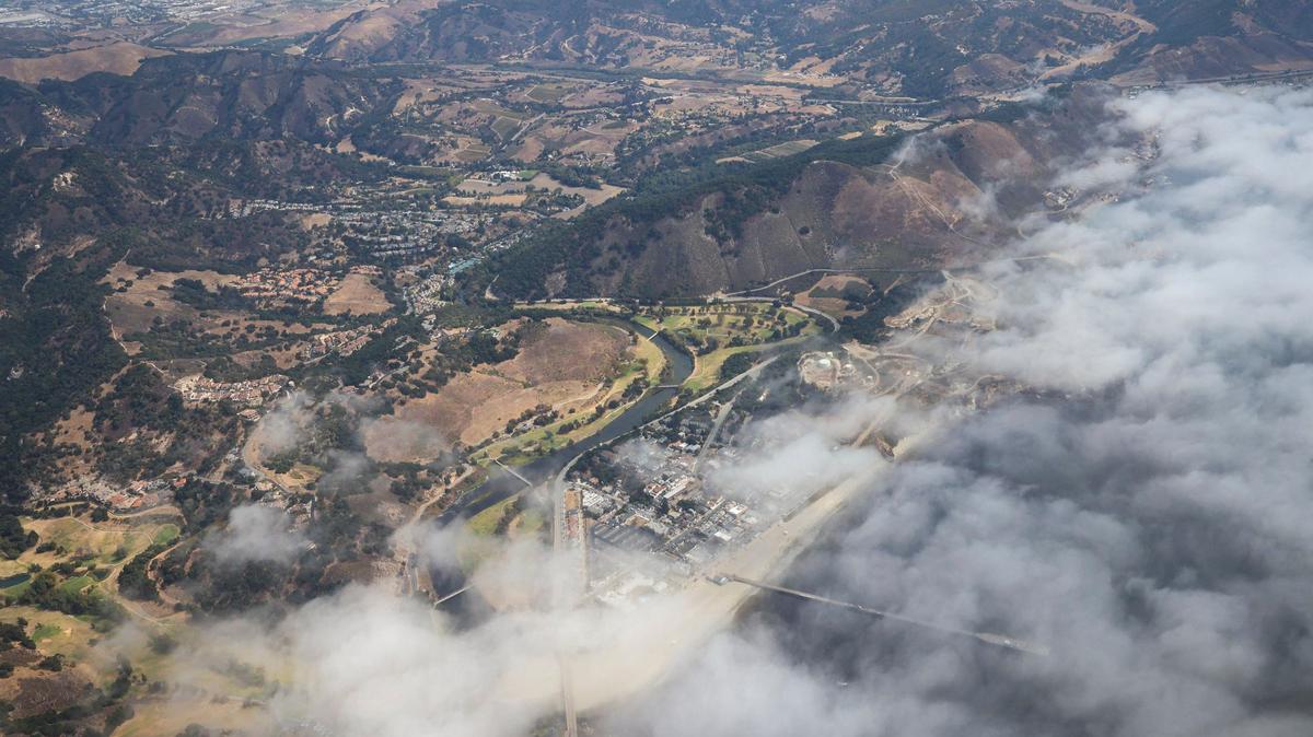 San Luis Creek winds into Avila Beach were it empties into the Pacific Ocean. The Northern Chumash Tribal Council organized an aerial tour of lands bordering the Chumash Heritage National Marine Sanctuary on Sept. 18, 2024. The flight was sponsored by EcoFlight, a nonprofit dedicated to appreciation of the environment.