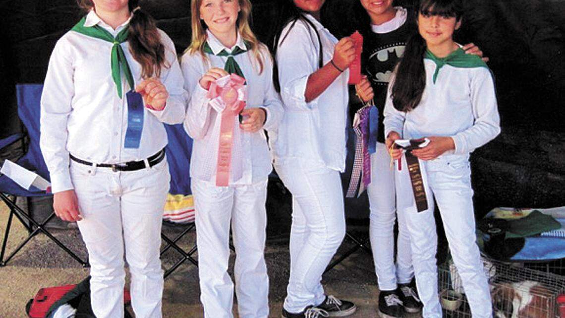 From left, Carla Canestro, Stella Canestro, Angelina Perez, Michelle Acosta and Patty Acosta show off ribbons they won at the California Mid-State Fair.