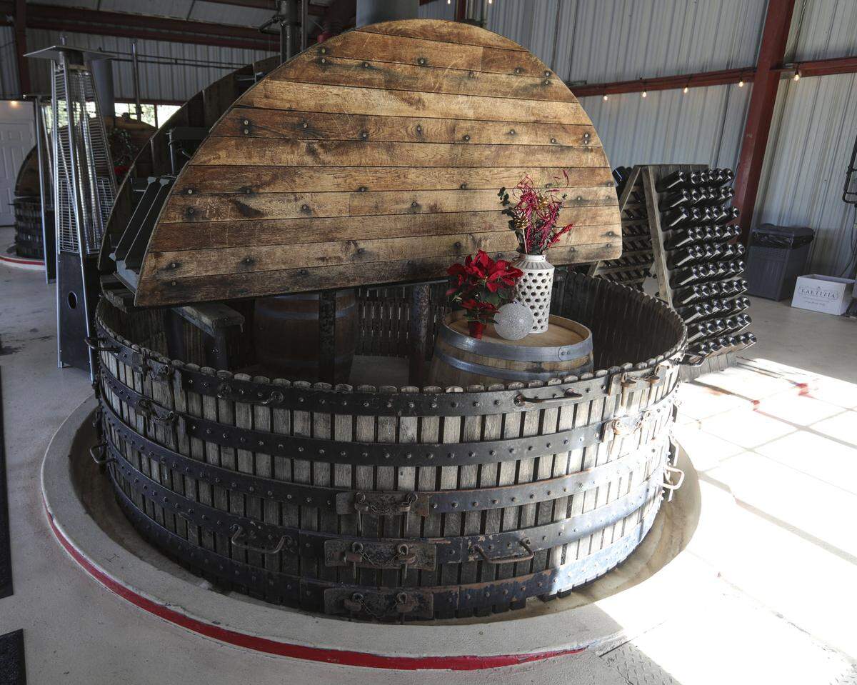 Laetitia Vineyards and Winery is planning renovations under new ownership. Laetitia’s two Coquard presses are the only ones in North America and are part of traditional Champagne-style production, seen here on Dec. 18, 2025.