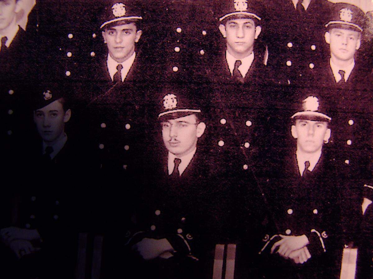 World War II veteran Richard Tanner, the late husband of columnist Kathe Tanner (in the middle, front row) graduated from military radio officers’ school and then served aboard ship during World War II.