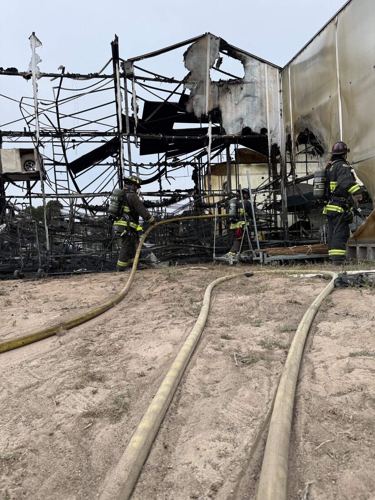 Firefighters responded to a greenhouse fire on Eucalyptus Road in Nipomo on June 16, 2026.