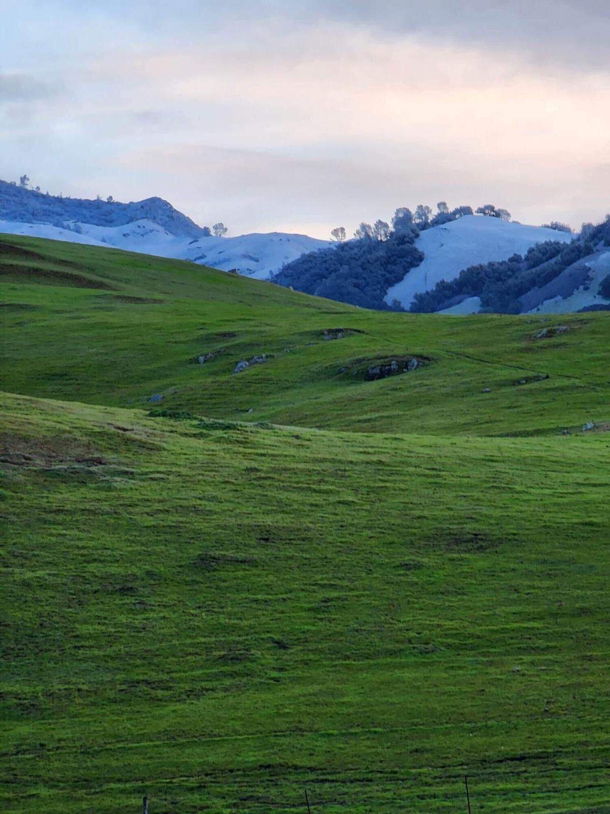 Snow is seen above Green Valley Ranch off Highway 46 on Thursday, Feb. 23, 2023.