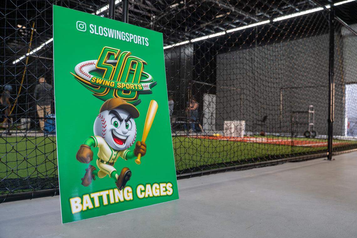SLO Swing Sports is looking to hold a grand opening by the end of October, pictured here on Friday, Oct. 10, 2025. The Grover Beach batting cage venue is owned by father-son duo Andy and Nico Mendoza.