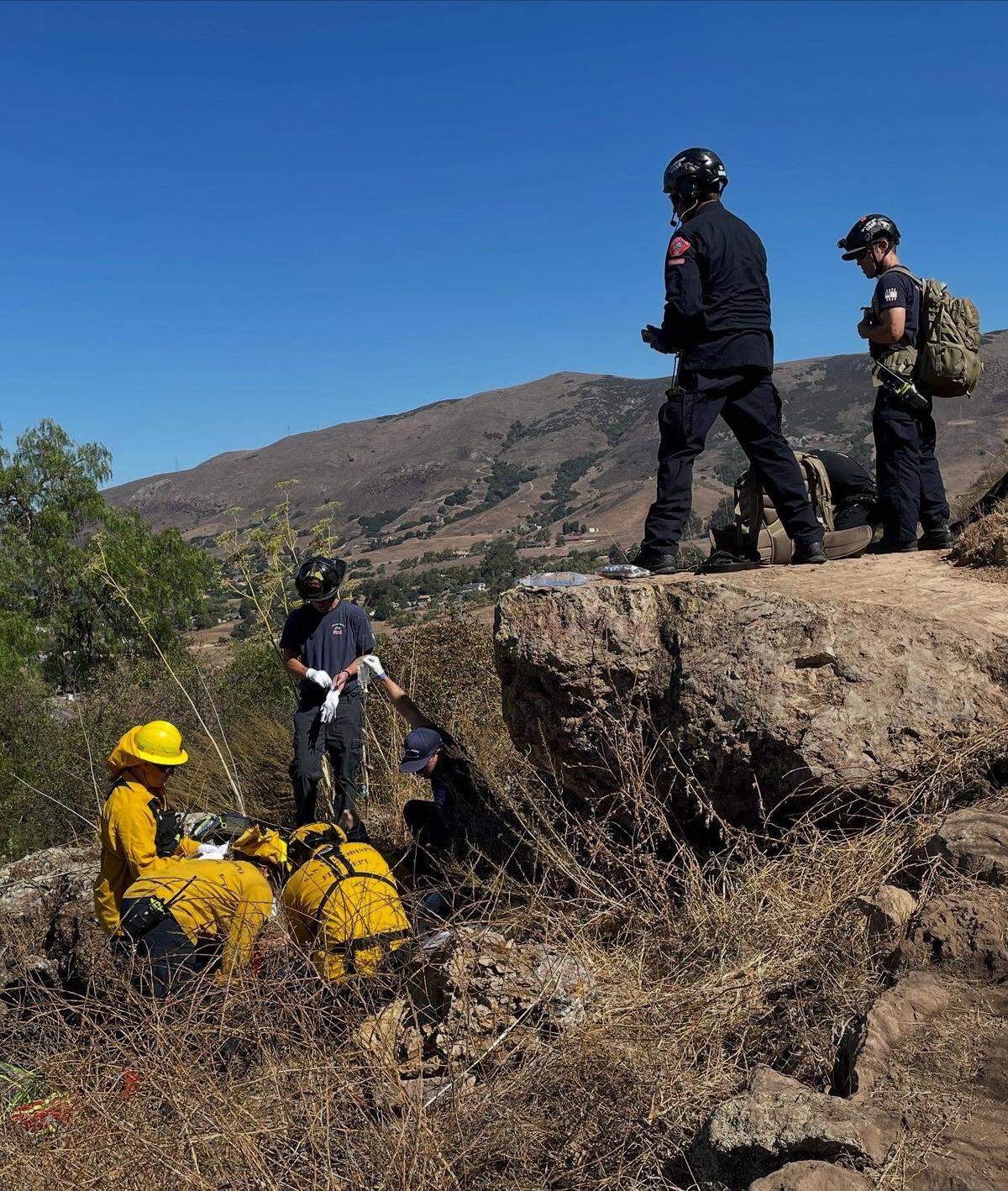 The San Luis Obispo Fire Department rescued an injured hiker from Islay Hill on Sept. 16, 2025. The hiker was airlifted to an ambulance, which transported them to a local hospital.