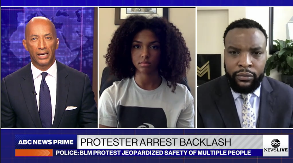 ABC News Prime host Byron Pitts speaks with San Luis Obispo activist Tianna Arata and civil rights attorney Lee Merritt during a segment in August 2020.