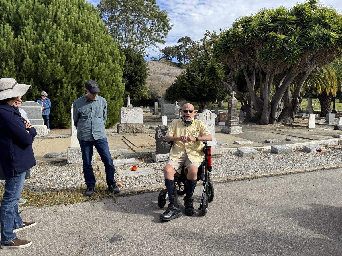 Cal Poly history professor emeritus Dan Krieger leads an annual cemetery tour hosted by the San Luis Obispo County Genealogical Society on Oct. 25, 2025.