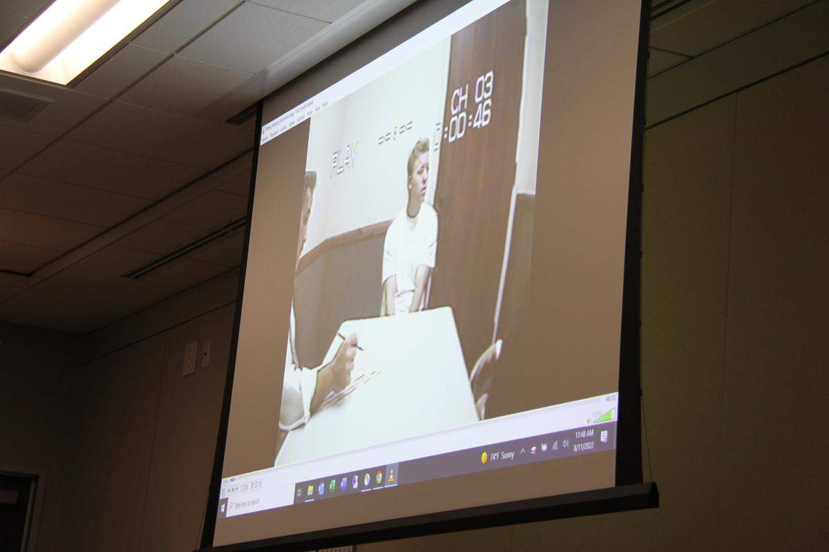A video of law enforcement interview video with Paul Flores on June 19, 1996 regarding Kristin Smart’s disappearance is shown to jurors on August 11, 2022 in Monterey County Superior Court in Salinas.