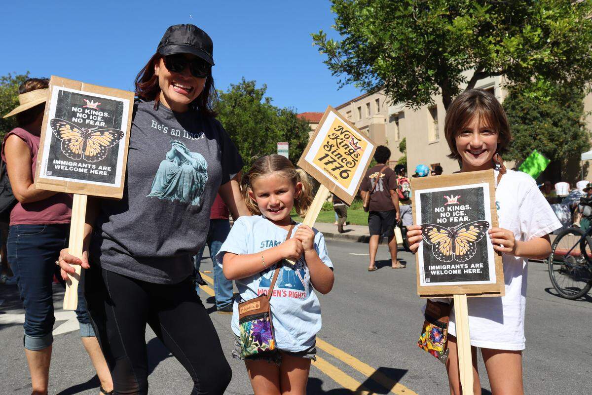 Thousands of people attended the No Kings rally in downtown San Luis Obispo to protest the Trump administration and support Prop. 50 on Oct. 18, 2025.
