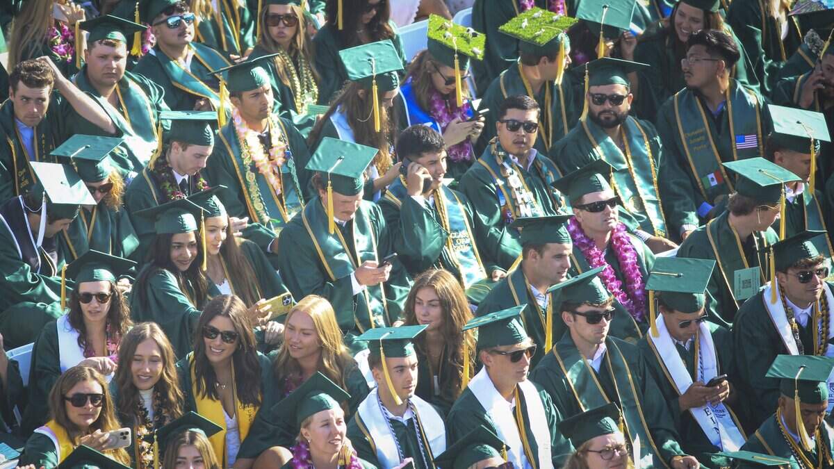 Cal Poly held the first of six graduation ceremonies at Spanos Stadium on June 13, 2026. The College of Agriculture, Food and Environmental Science held the first ceremony.